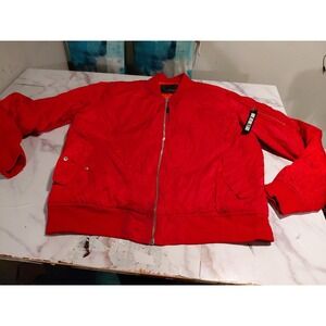 Bleecker & Mercer Red Bomber Puffer Jacket Urban Streetwear 3X Hip Hop 90s Style